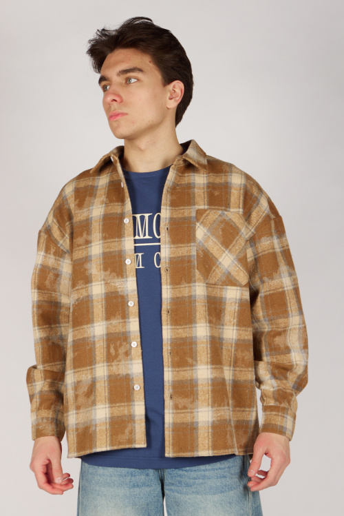 Рубашка B-SH36485 Miasin (бежевый в клетку, 140-170)