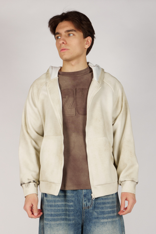 Толстовка на молнии B-HDZ36480 Miasin (бело-серый, 140-170)