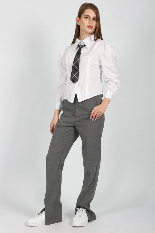 Галстук A-NT55085 (серый в клетку, Универсальный)