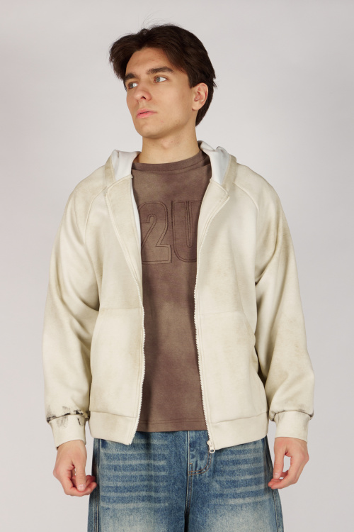 Толстовка на молнии B-HDZ36480 Miasin (бело-серый, 140-170)