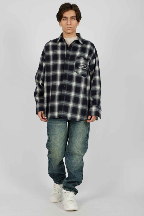 Рубашка (Серо-синий, 146)